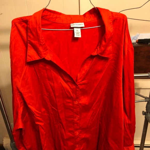 CATHERINES PERFECT BUTTON DOWN TOP WITH COLAR - Picture 1 of 4